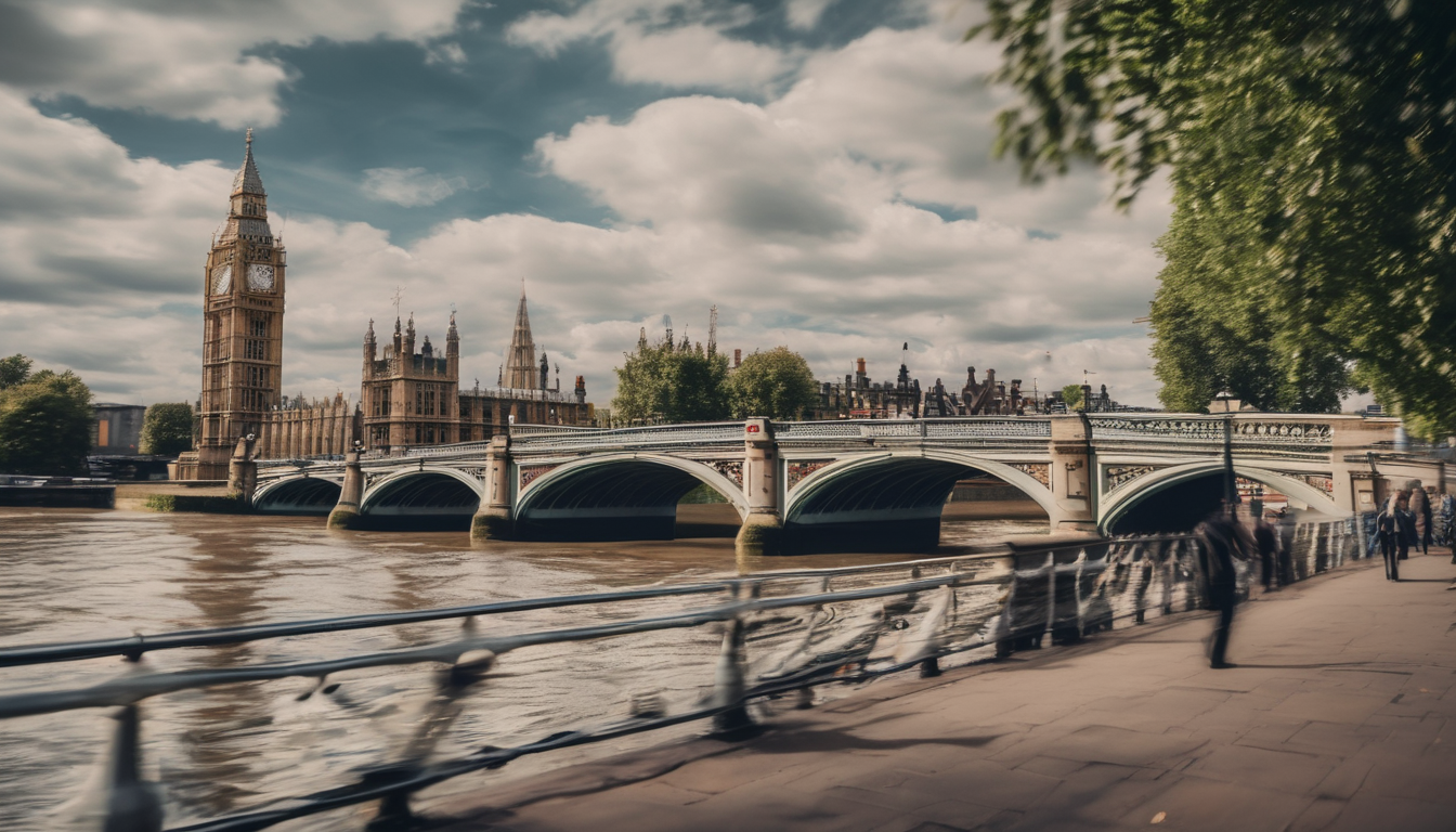 Scenic Riverside Runs Along the River Thames