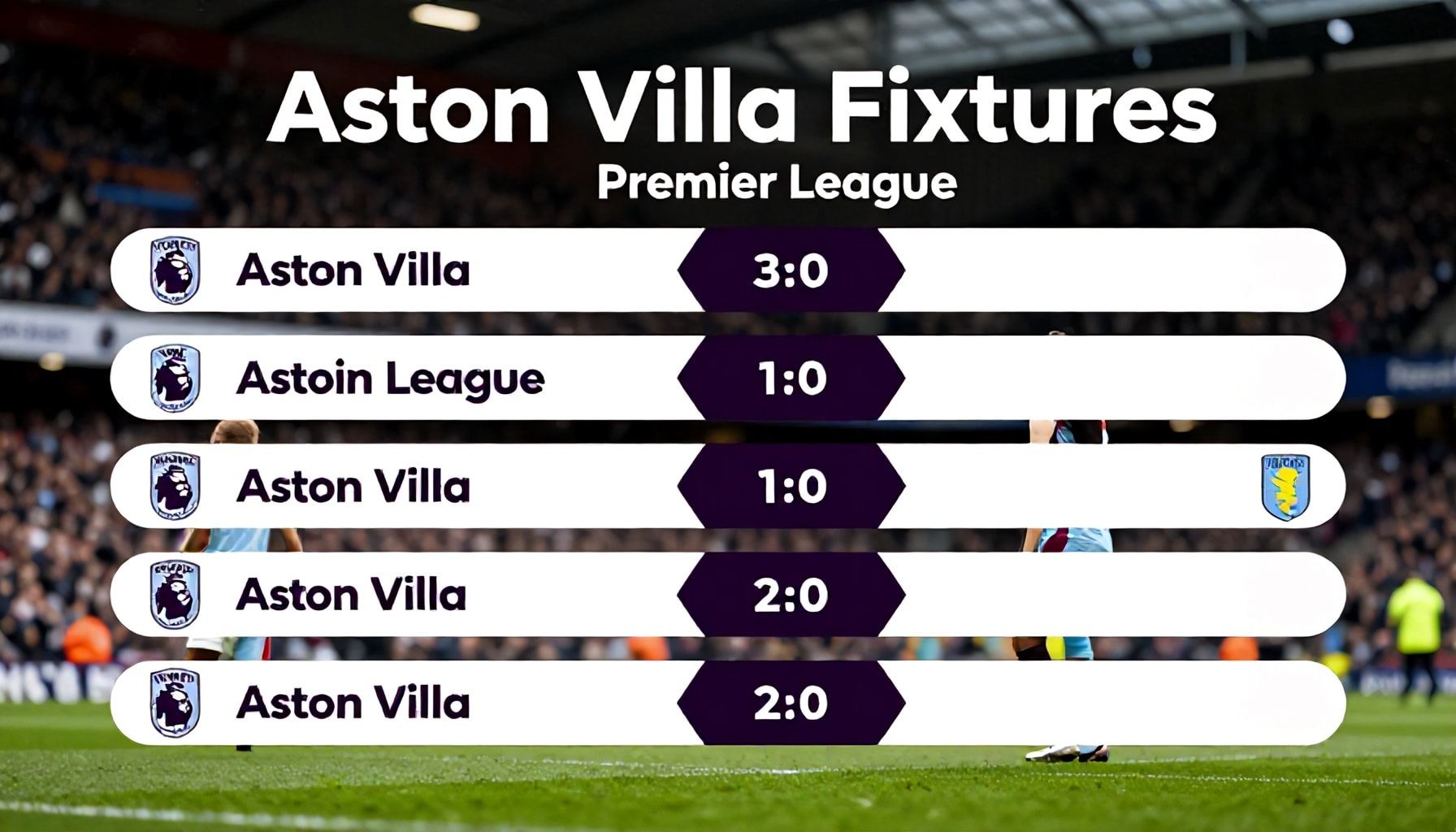 Aston Villa's Premier League Opponents Confirmed