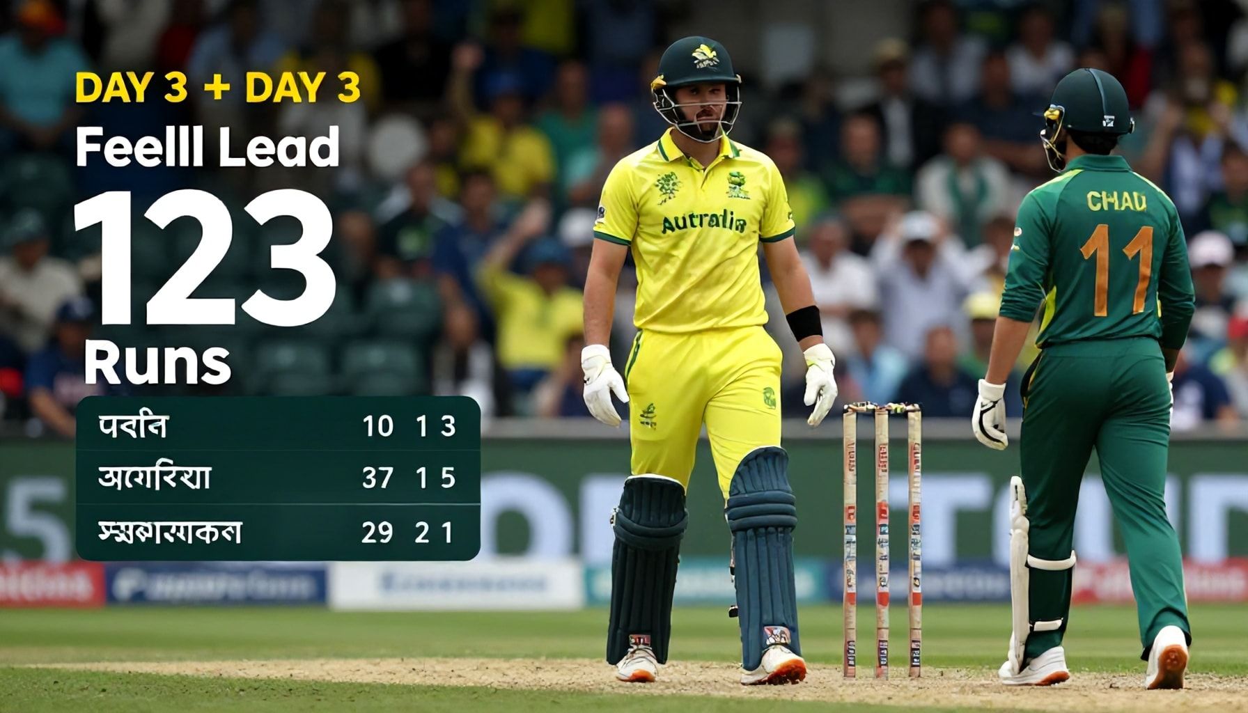 Australia Lead by 123 Runs After Day 3 of Third Test