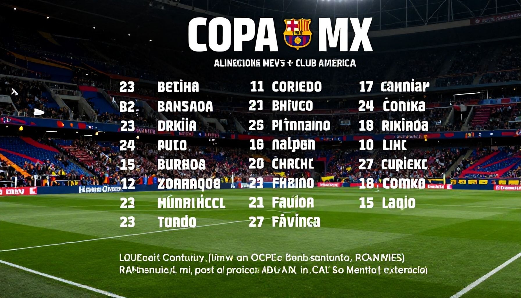 Barcelona and América reveal line-ups ahead of highly anticipated Copa MX match
