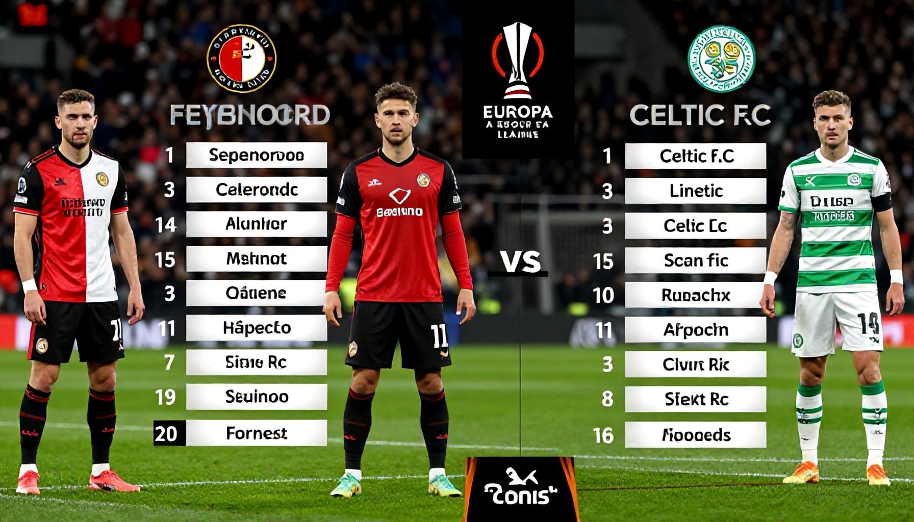 Both teams field strong lineups as Feyenoord and Celtic FC battle for Europa League glory