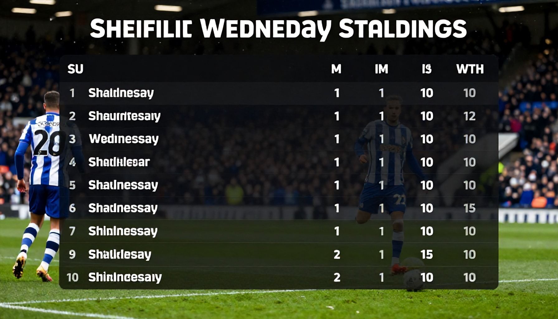 Championship standings see Sheffield Wednesday rise to 12th after Saturday triumph