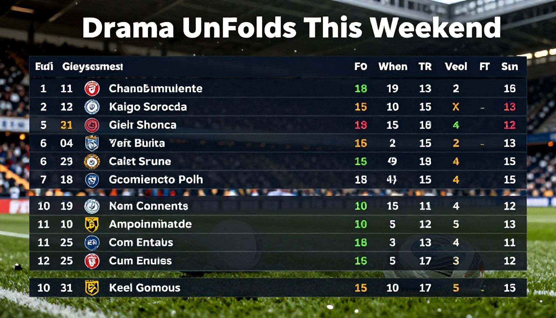 Championship Table Drama Unfolds This Weekend