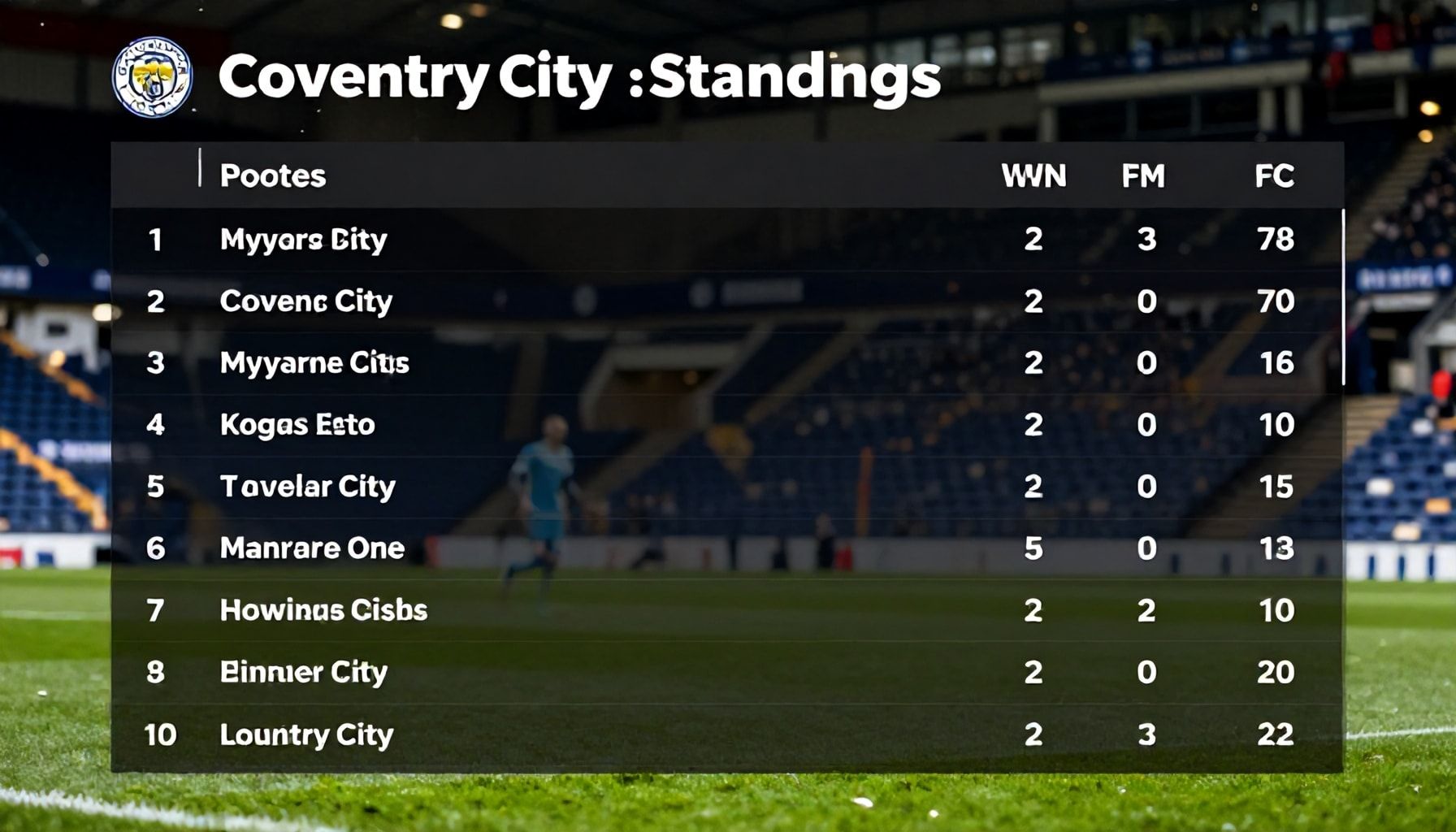Coventry City FC's League One Position Declines After Recent Defeat