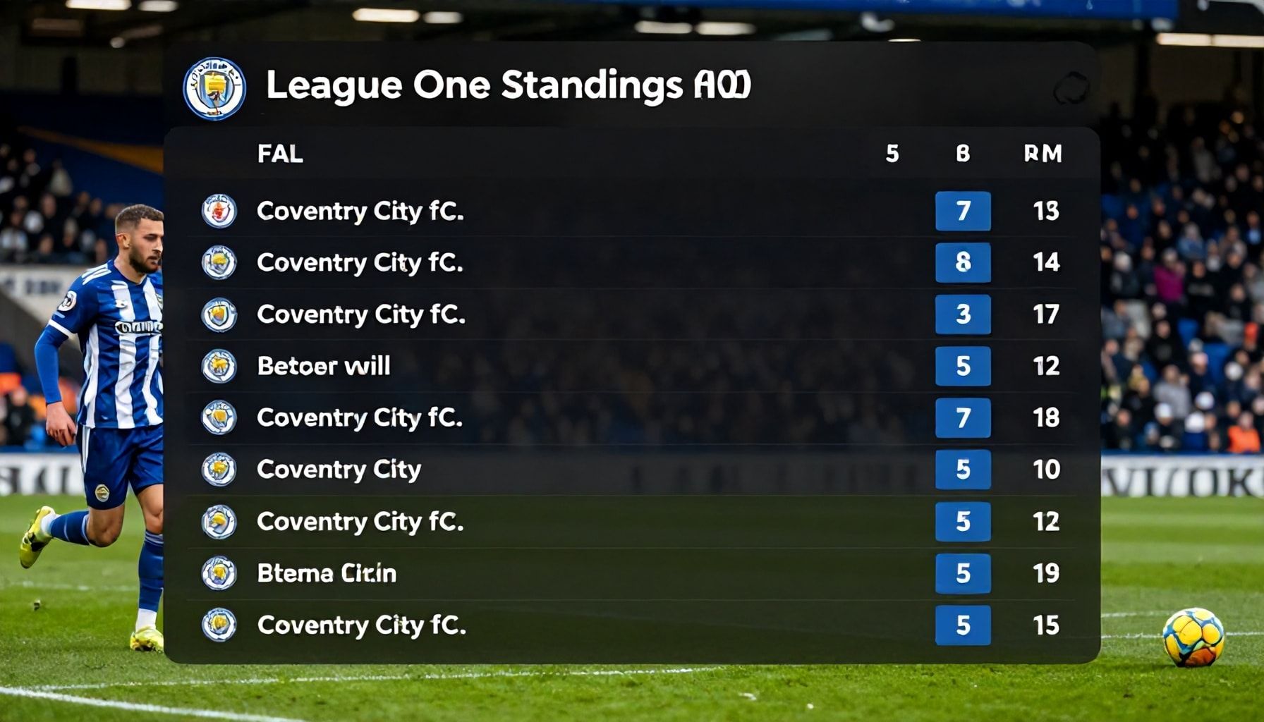 Coventry City FC's League One Standings Fall After Latest Match