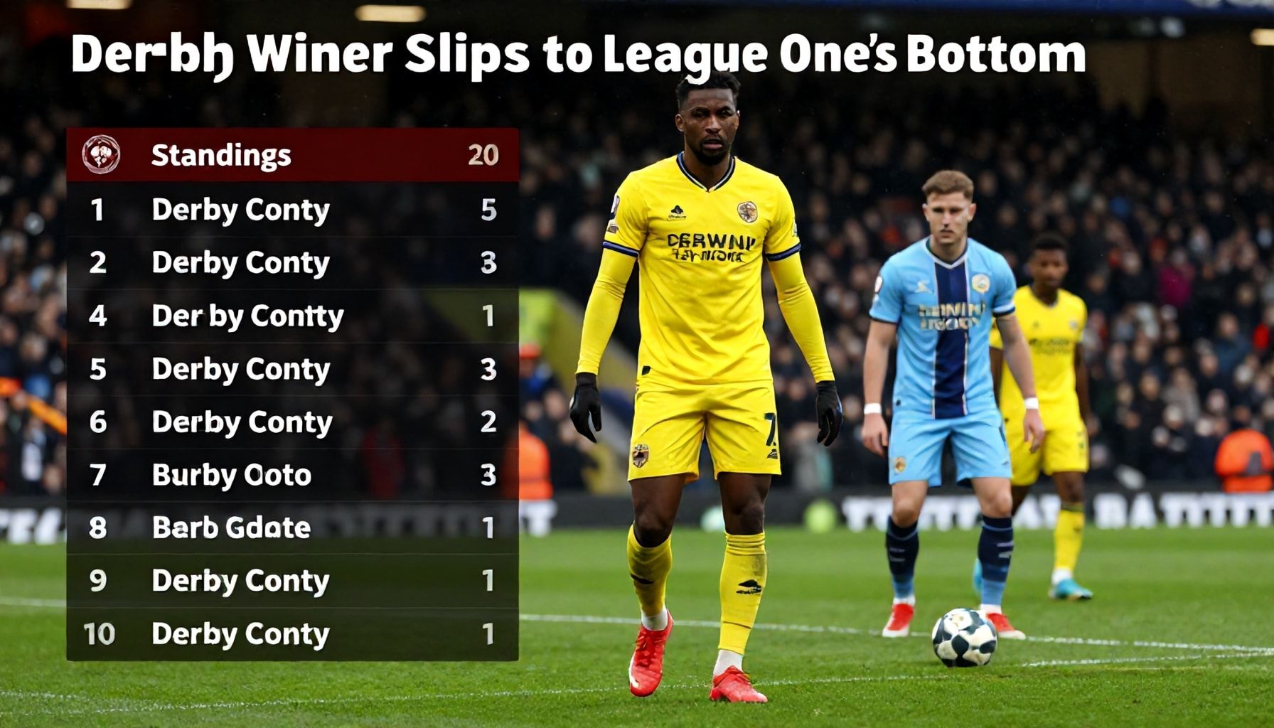 Derby County Slips to League One's Bottom Spot After Narrow Defeat