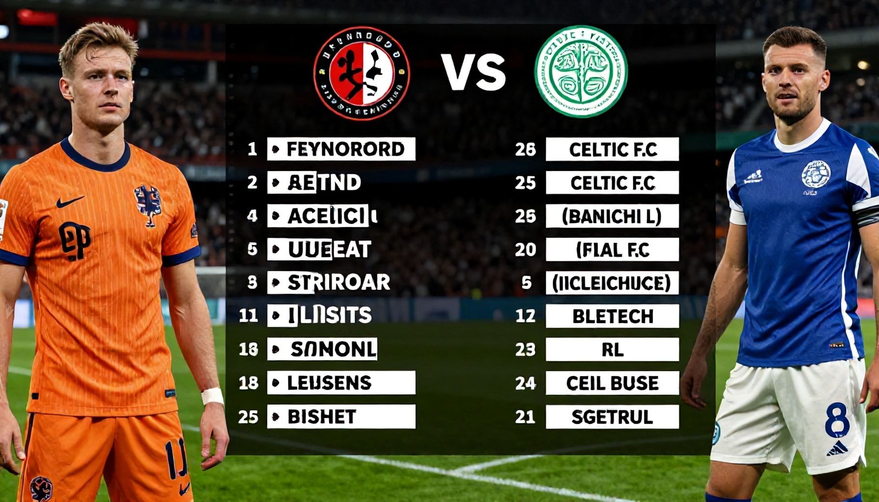 Dutch and Scottish giants set strong teams for tonight's high-stakes match