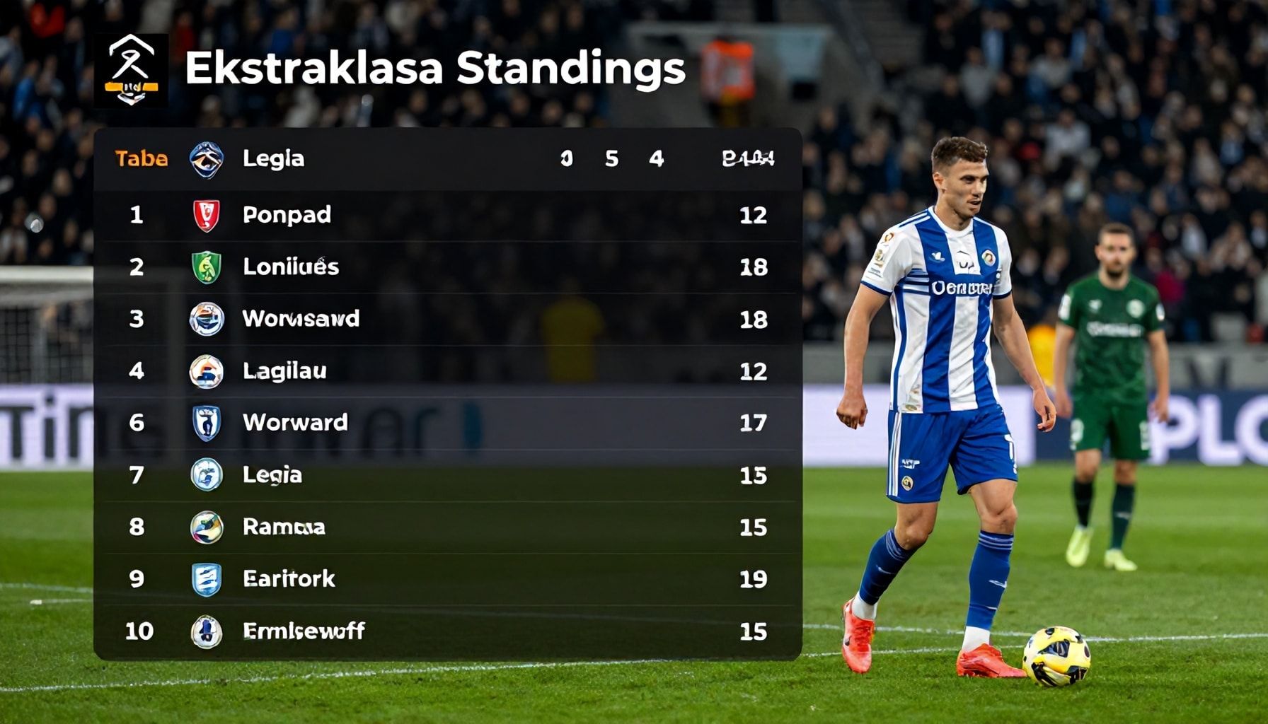 Ekstraklasa Standings: Legia Warsaw Leads by Four Points After Latest Win