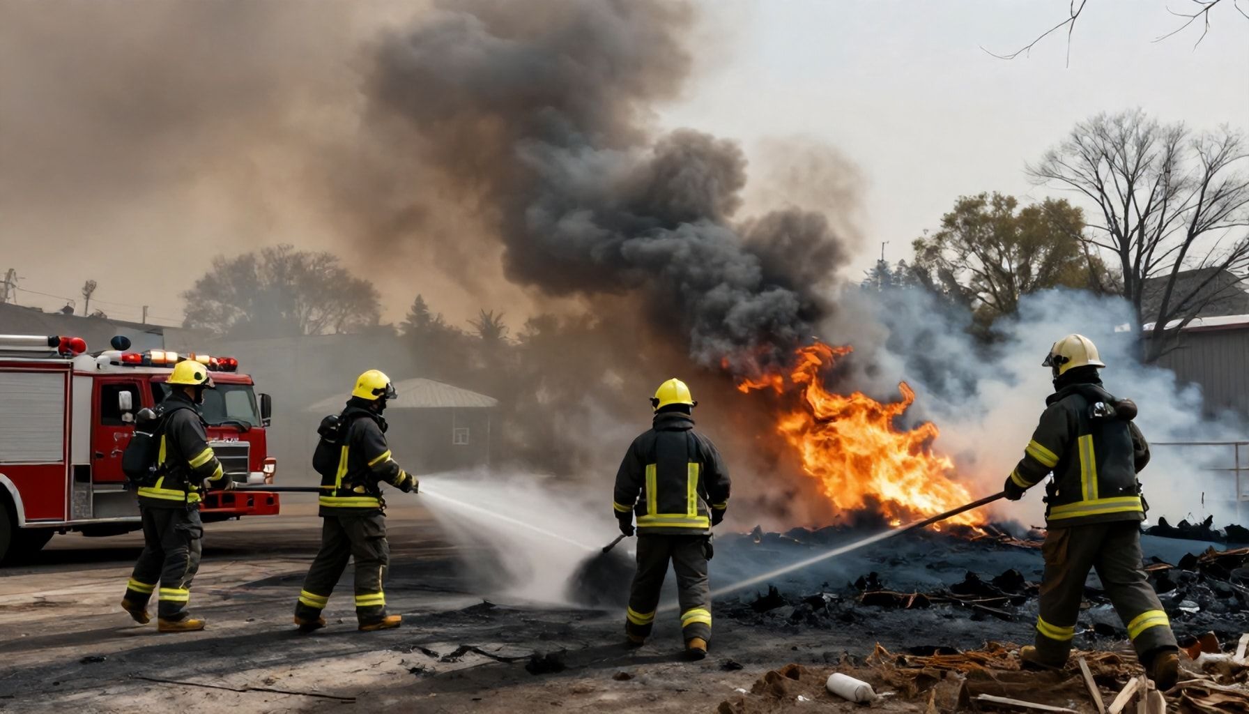 Firefighters Battle Blaze Amidst Widespread Ashfall Across County