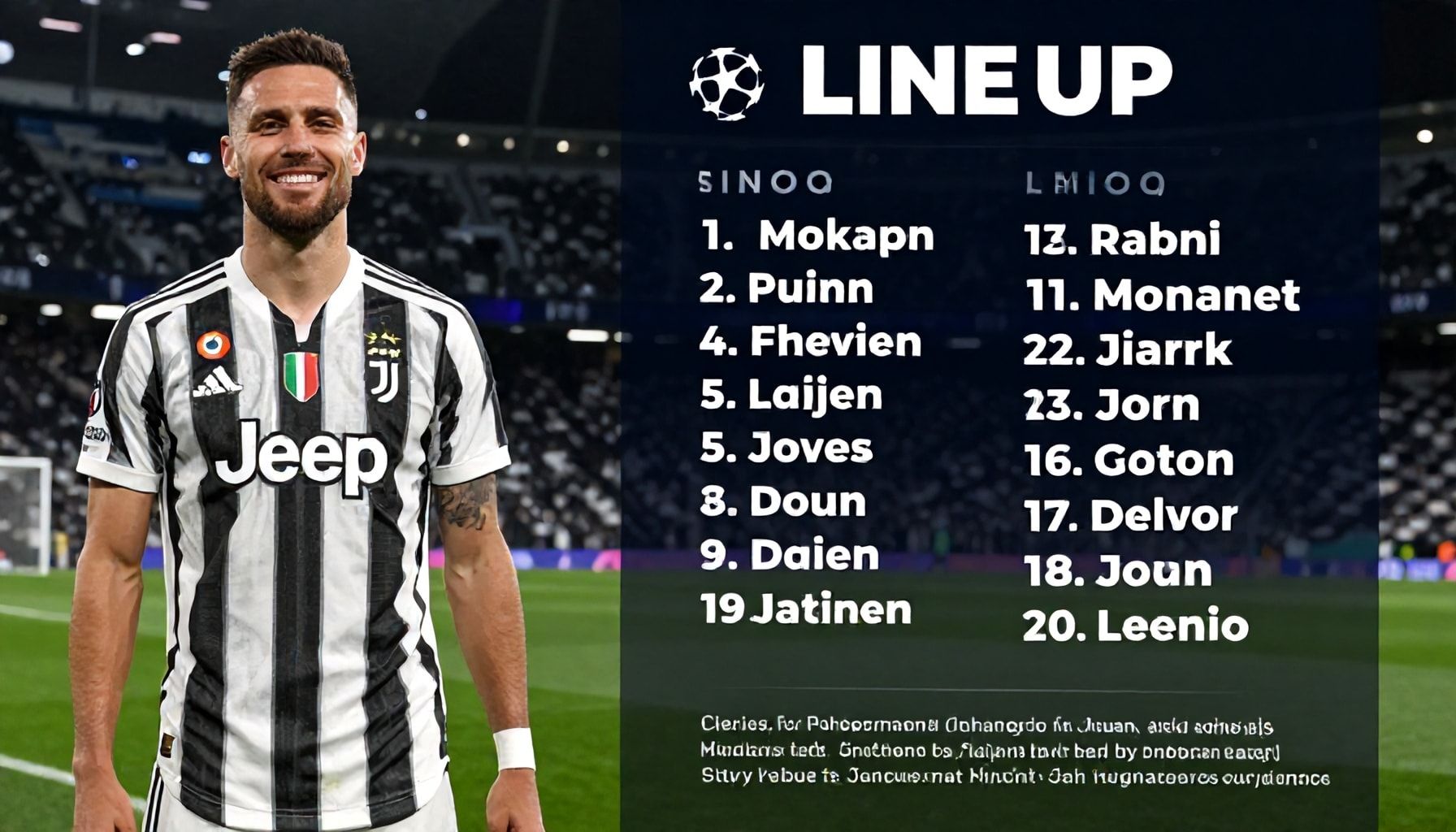 Juventus and Manchester City announce starting lineups for crucial Champions League encounter