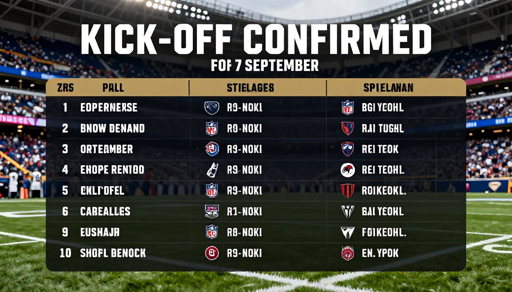 Kick-Off Confirmed for 7 September