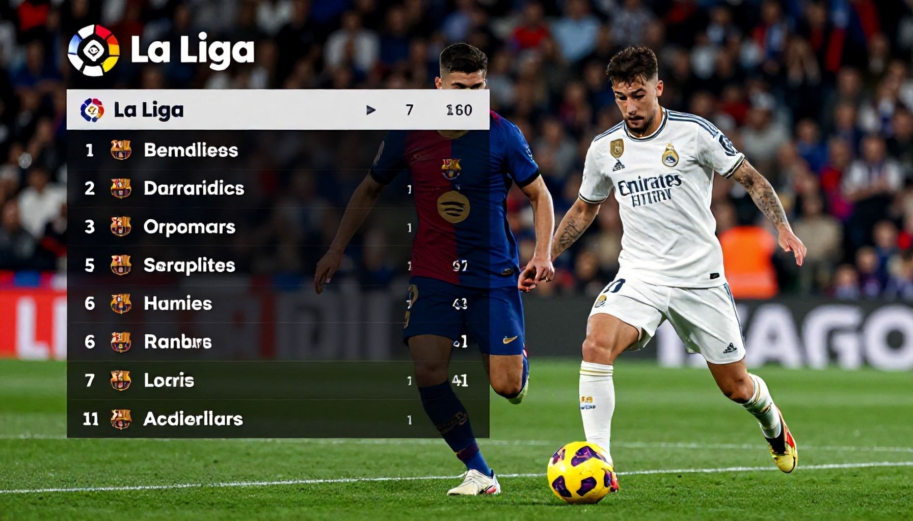 La Liga standings see fierce competition between Barcelona and Real Madrid