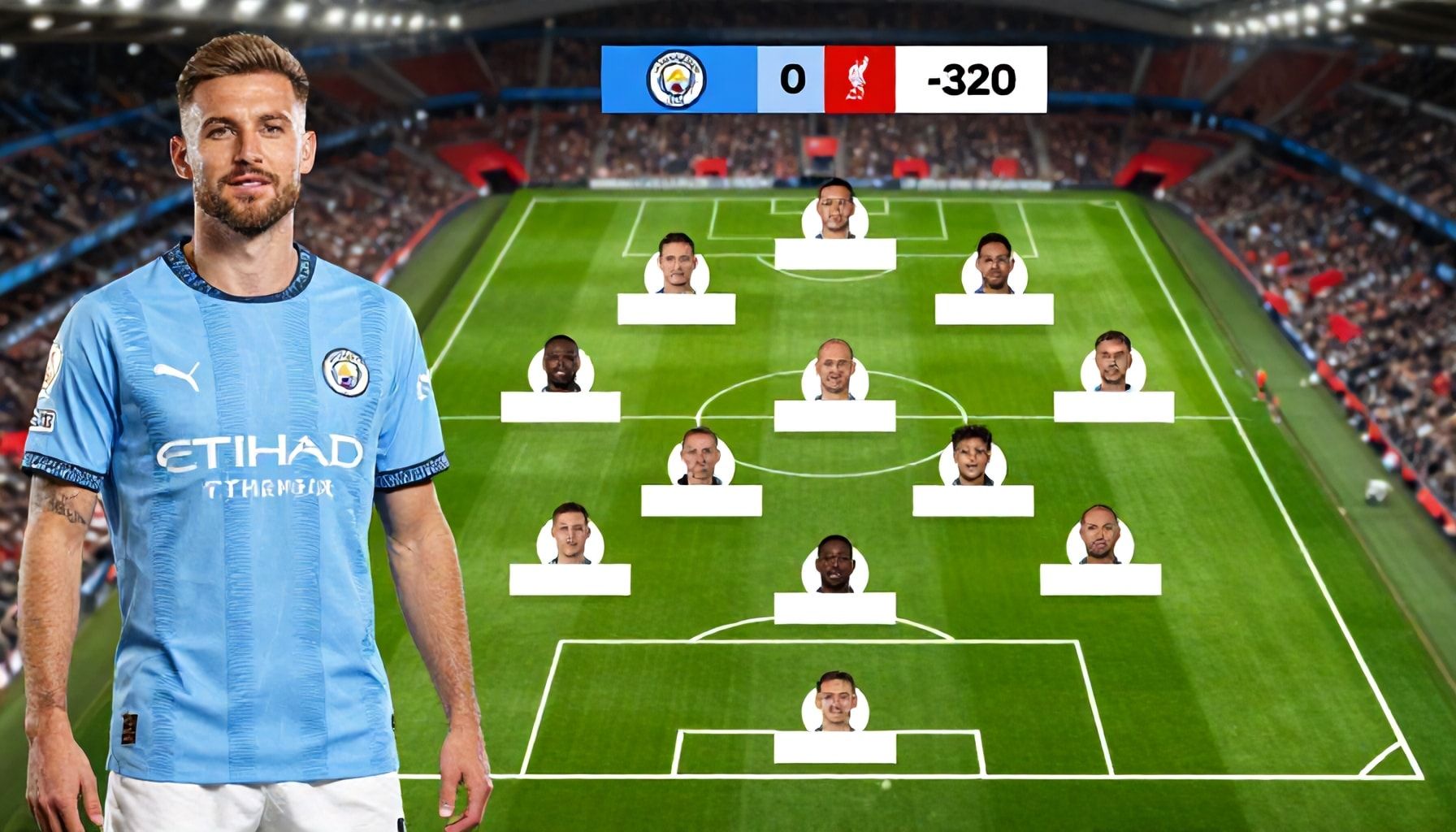 Manchester City and Liverpool FC reveal starting line-ups for crucial clash