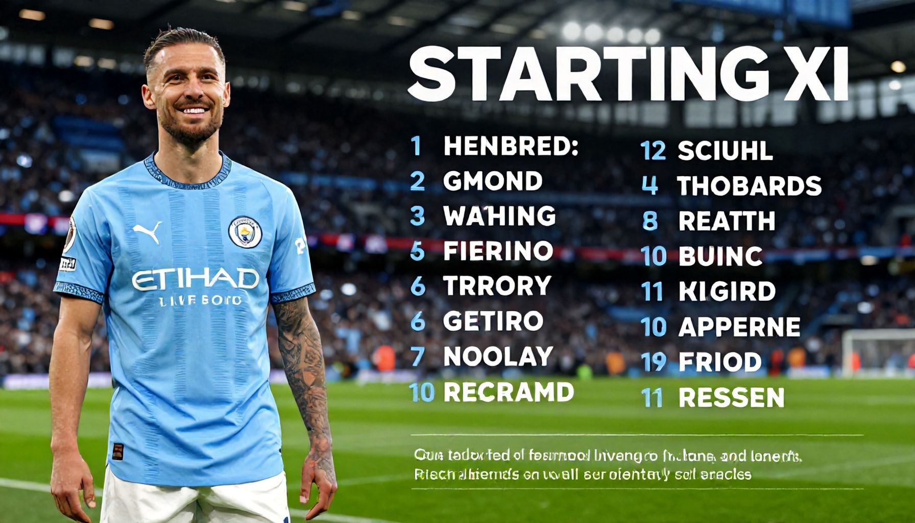 Manchester City Announces Starting XI for Liverpool Fixture
