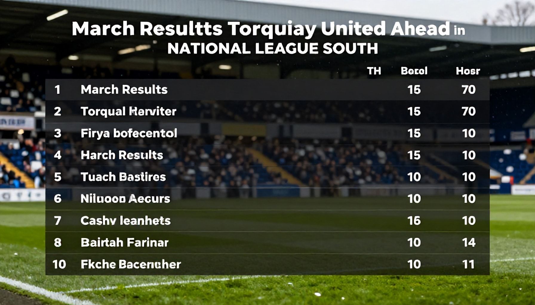 March Results Keep Torquay United Ahead in National League South