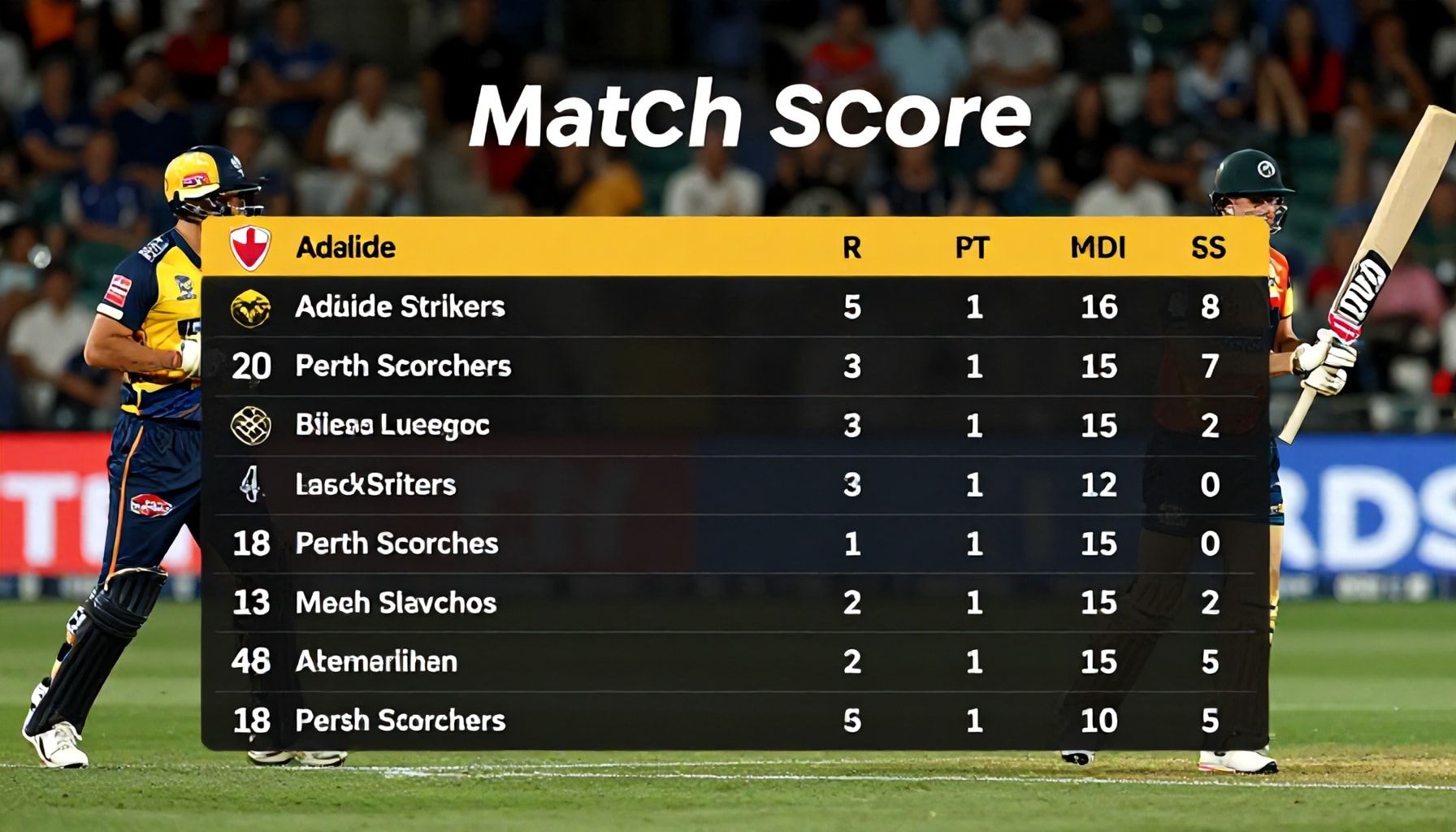 Match Scorecard: Adelaide Strikers Outplay Perth Scorchers