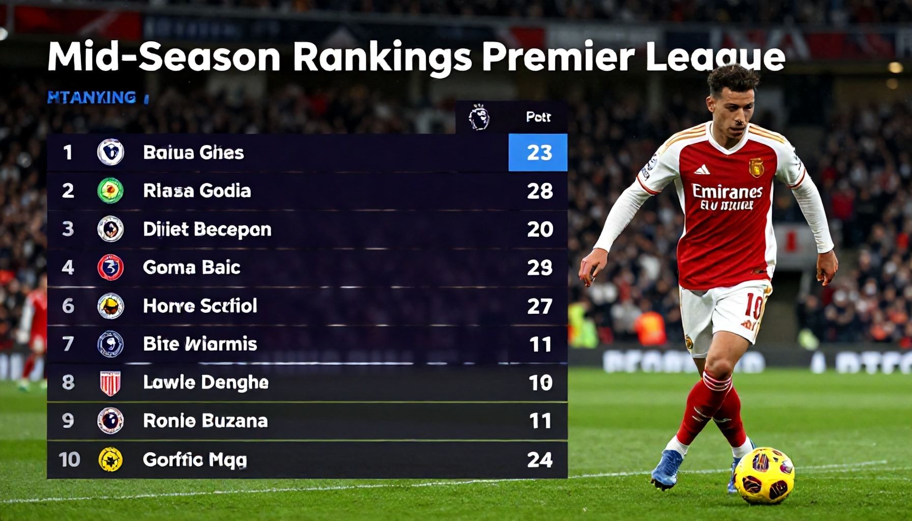 Mid-Season Rankings Show Shifting Dynamics in Premier League