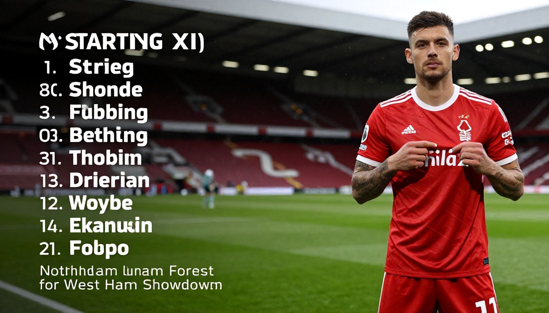 Nottingham Forest Unveils Strong Starting XI for West Ham Showdown