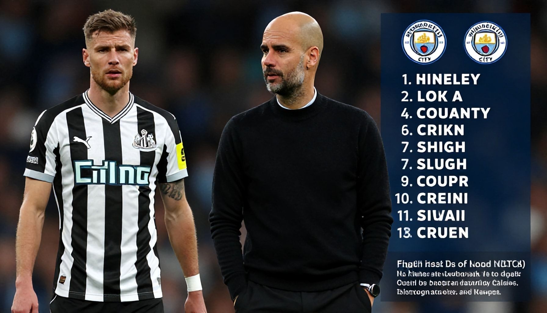 Pep Guardiola Names Starting XI for Newcastle Clash