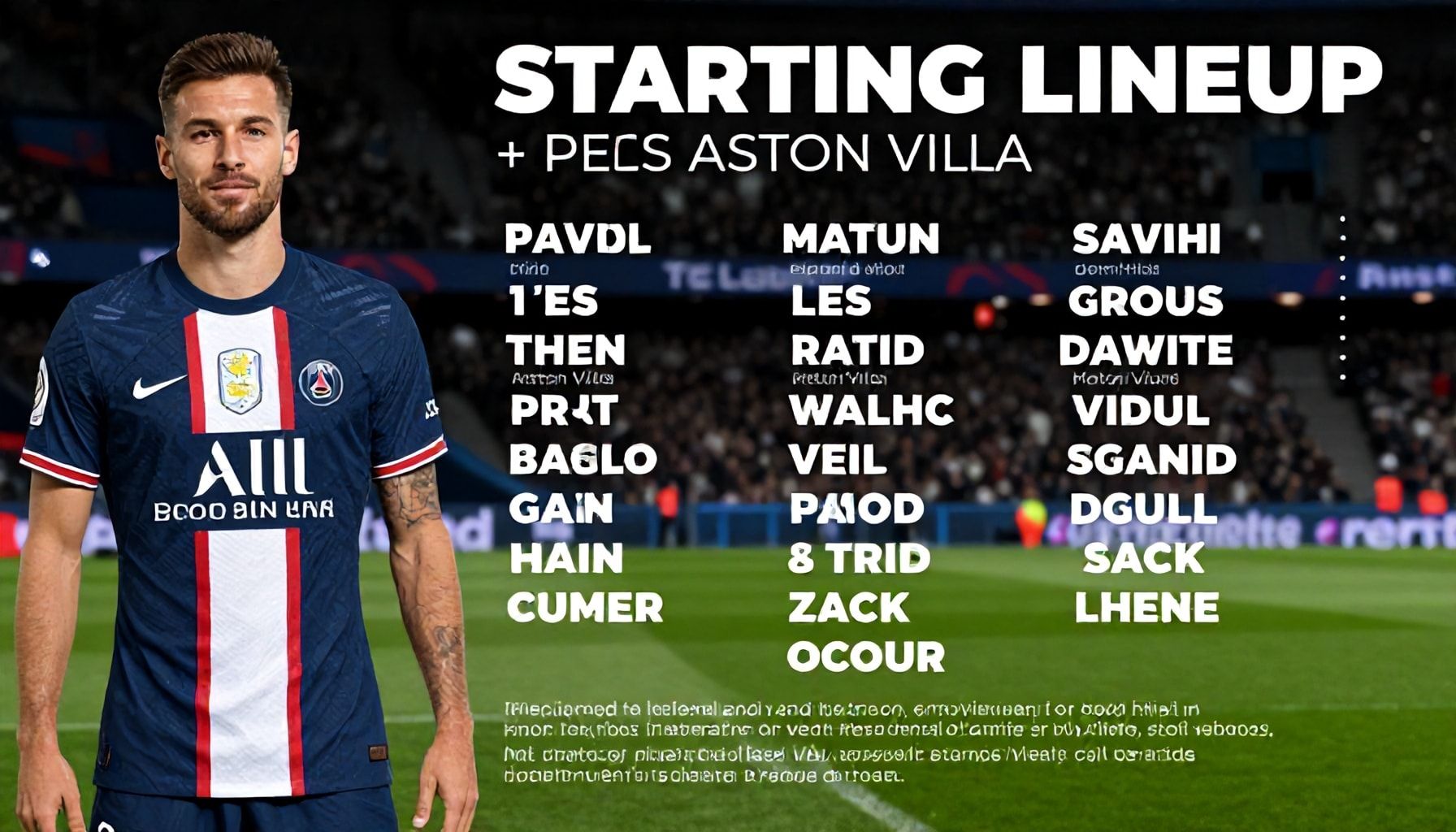 PSG and Aston Villa Confirm Starting Lineups