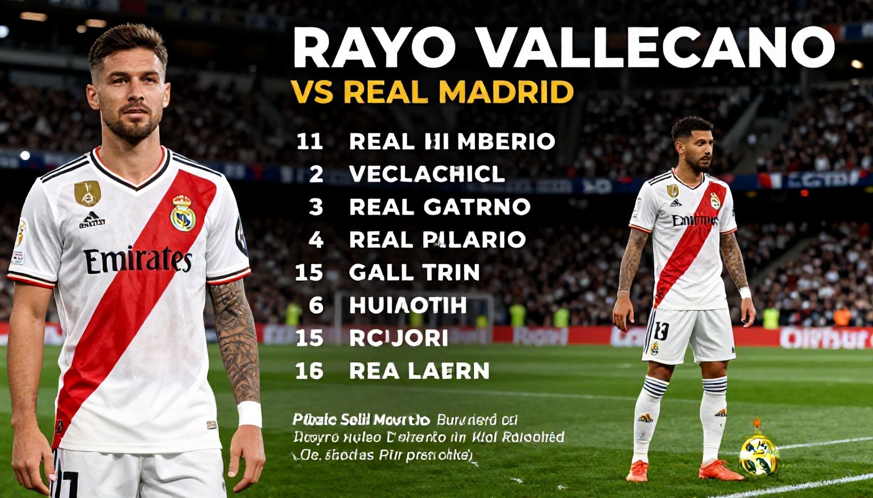 Rayo Vallecano and Real Madrid announce starting lineups