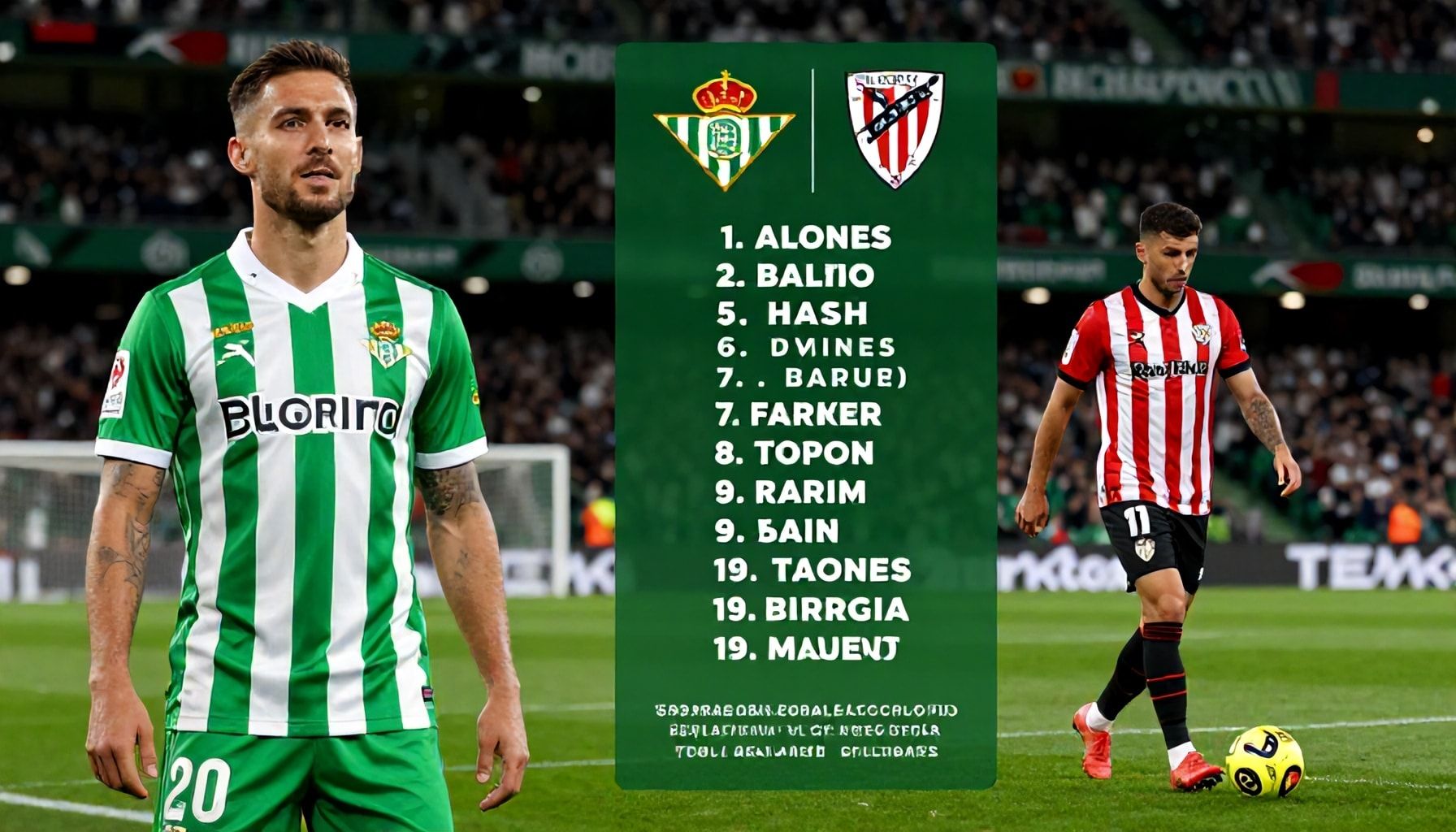 Real Betis and Athletic Bilbao announce starting lineups