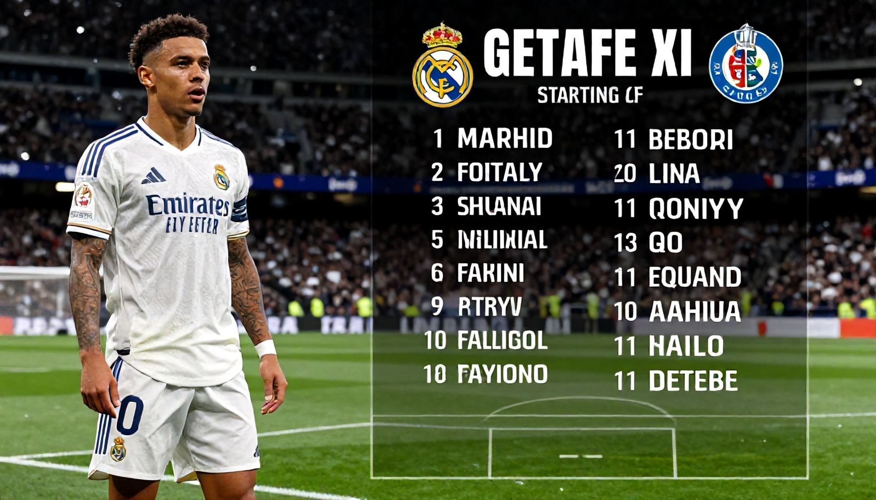 Real Madrid and Getafe CF reveal starting XI for crucial La Liga encounter