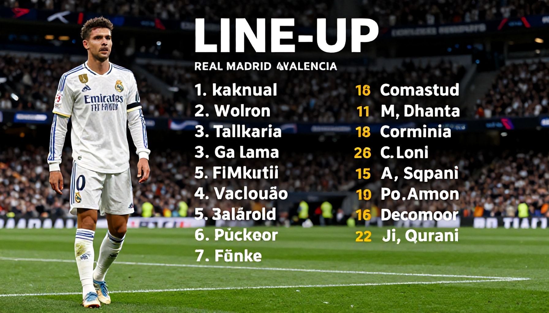 Real Madrid and Valencia CF announce starting lineups for crucial La Liga encounter