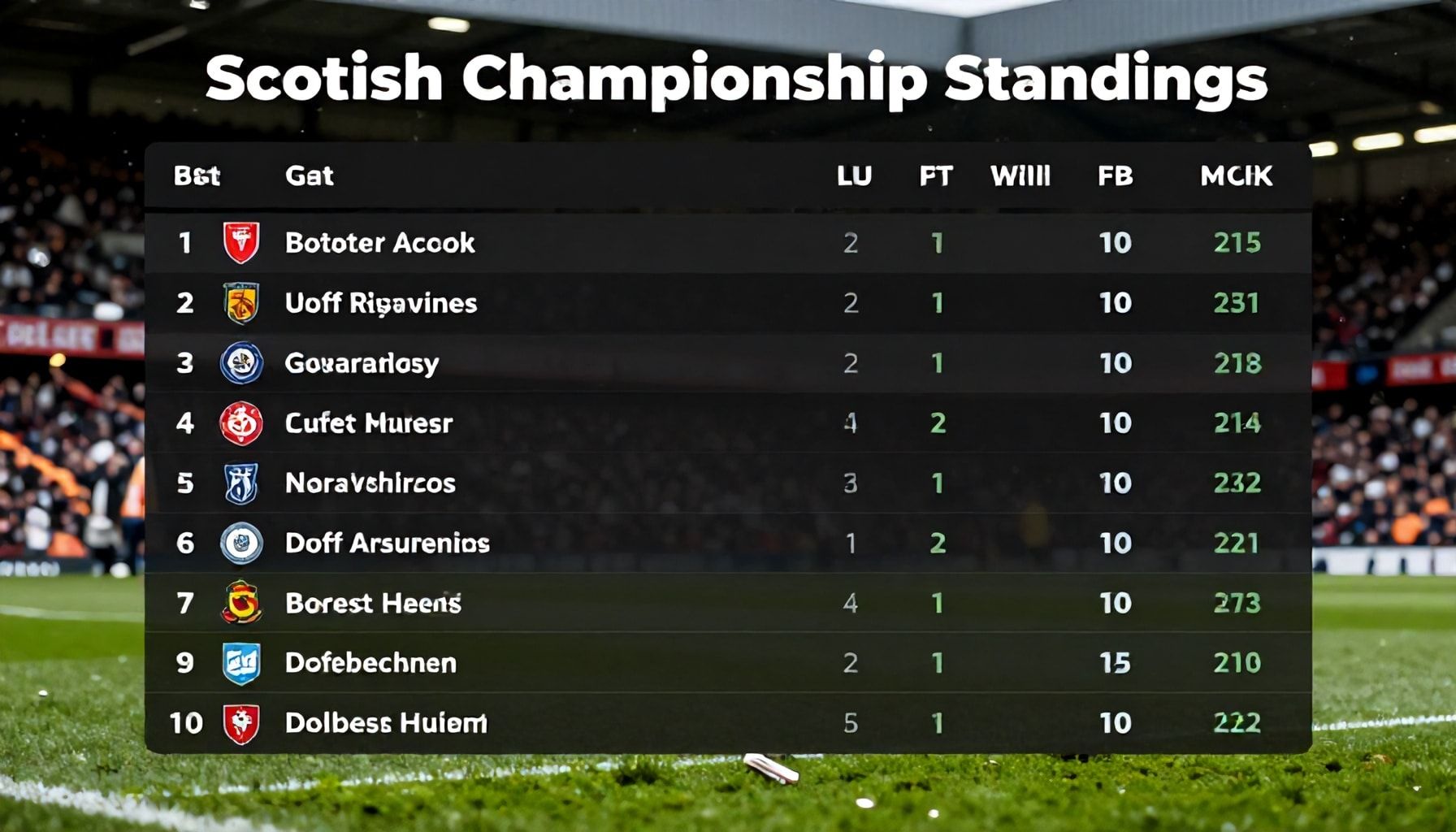 Scottish Championship Standings See Hearts Ascend