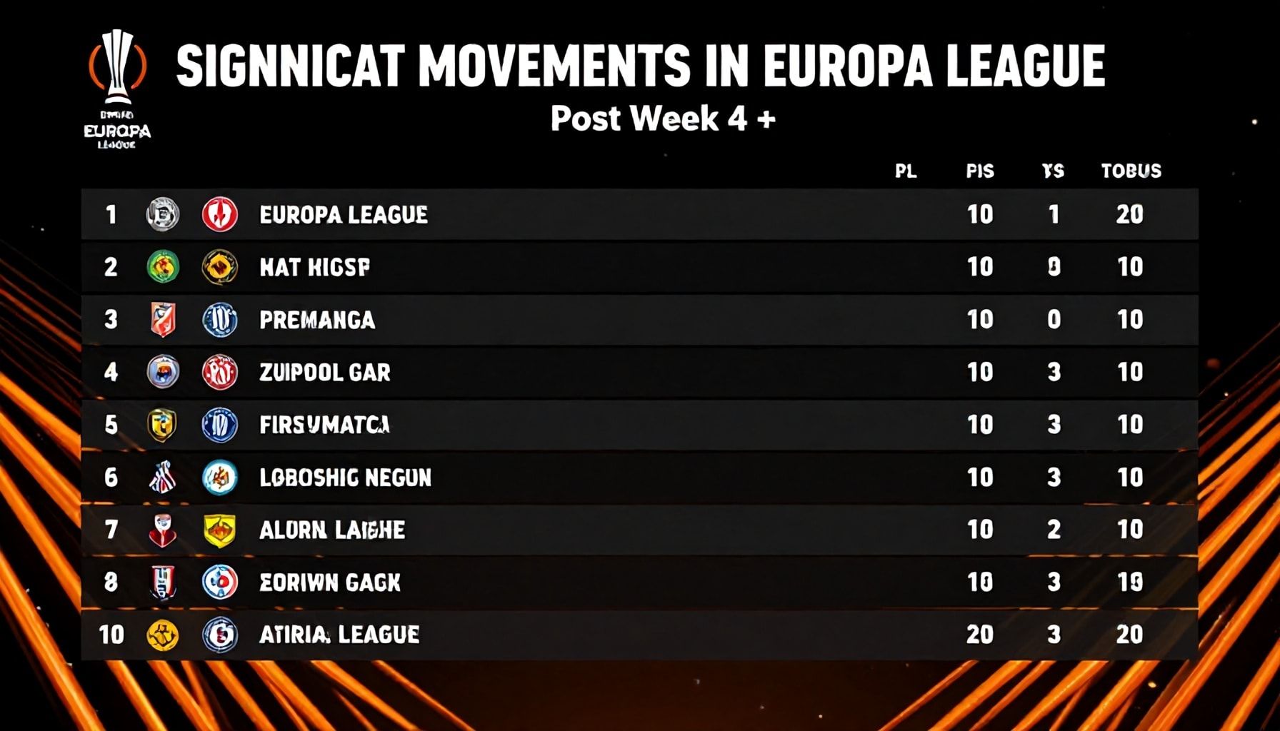 Significant Movements in Europa League Tables Post Week 4