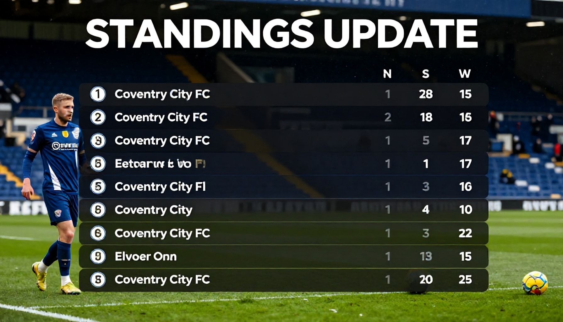 Standings Update: Coventry City FC Now 19th in League One