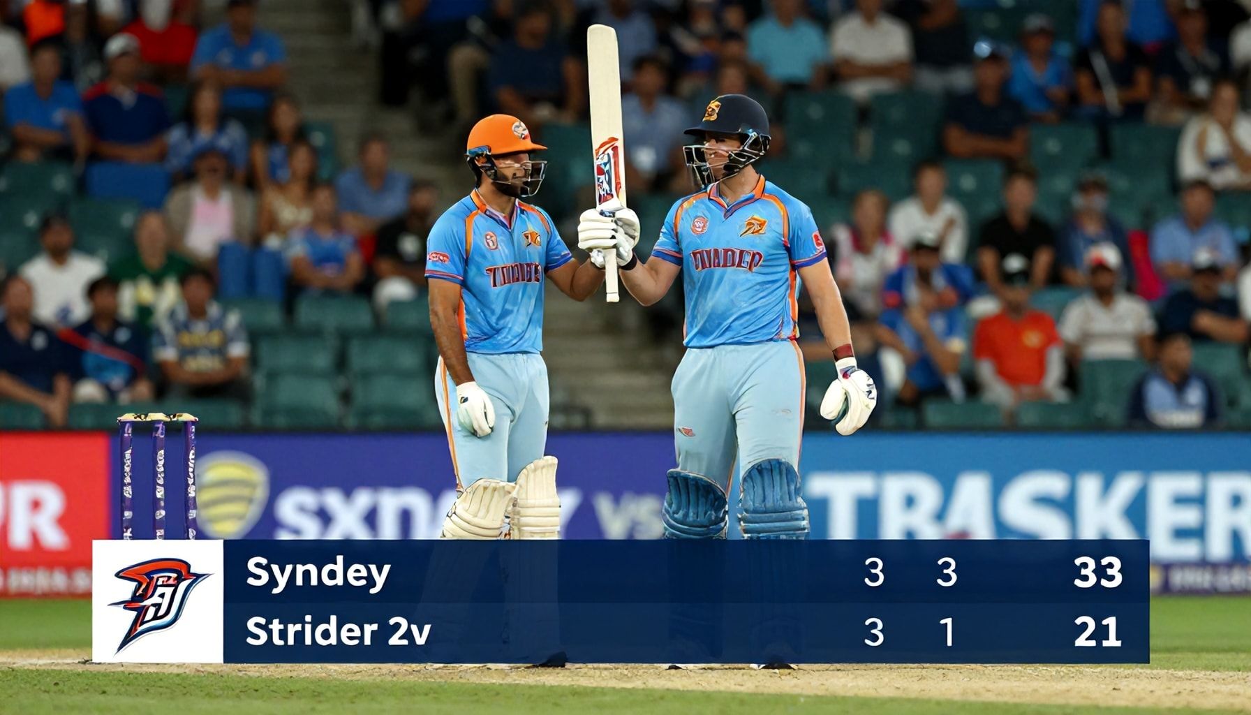 Thunder's Batsmen Set Impressive Total in Record-Breaking Partnership