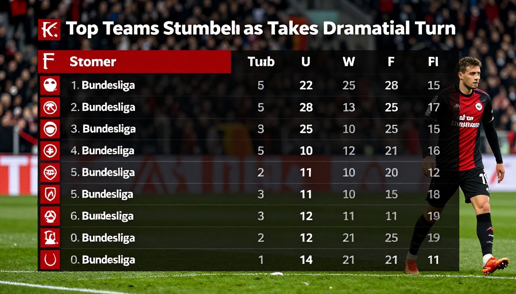 Top Teams Stumble as Bundesliga Table Takes Dramatic Turn