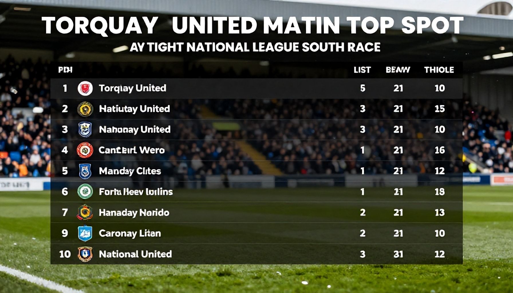 Torquay United Maintain Top Spot in Tight National League South Race