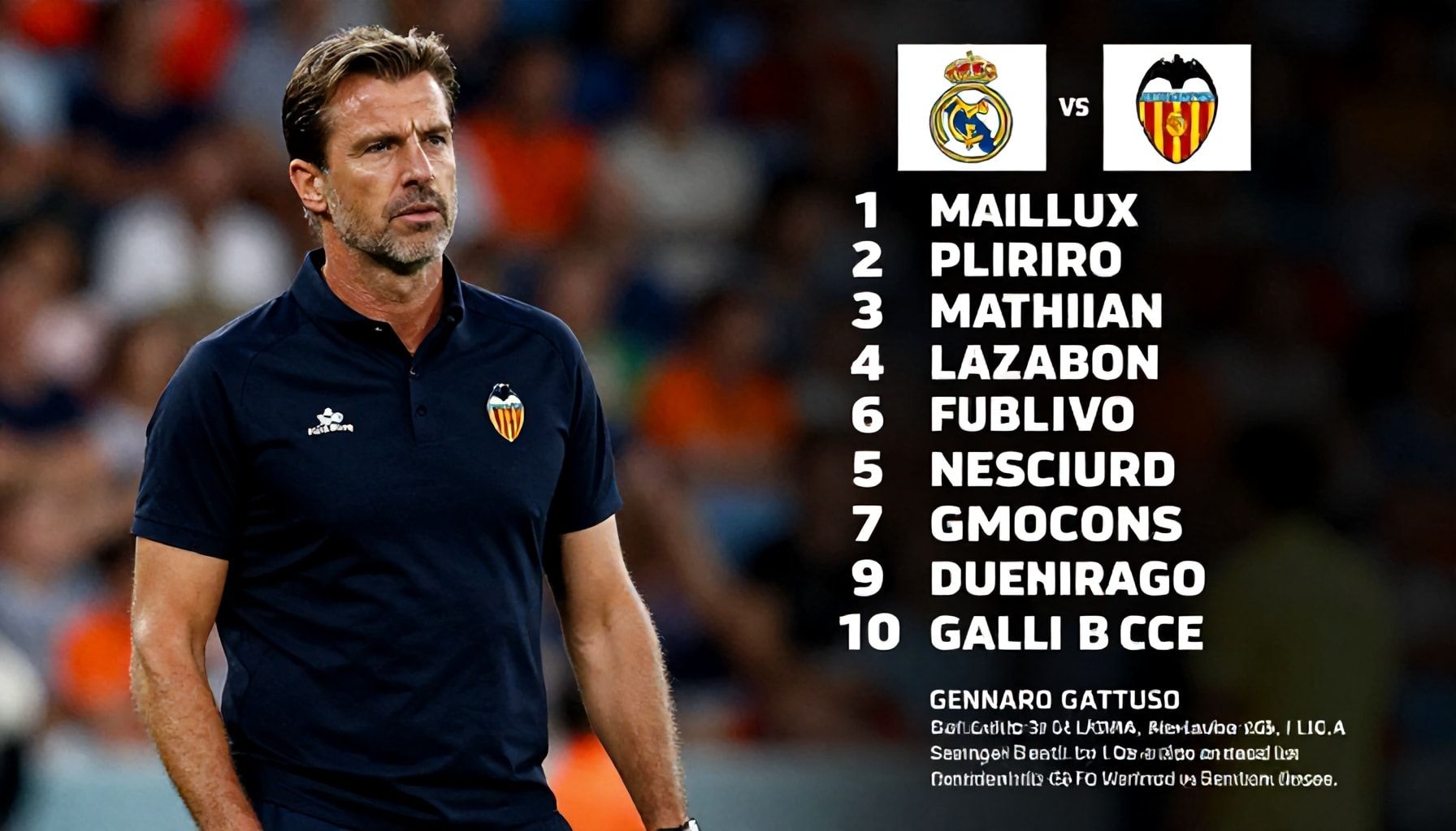 Valencia CF manager Gennaro Gattuso names surprise starter for La Liga showdown