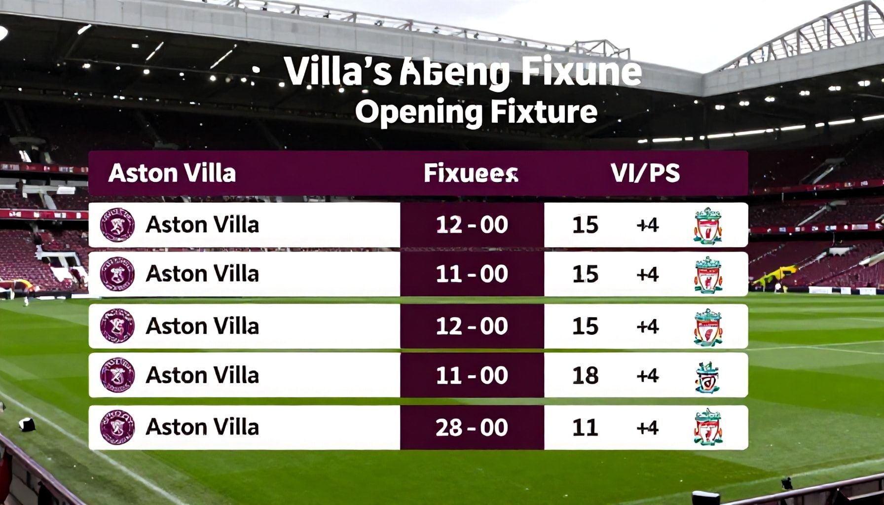 Villa's Opening Fixture Against Liverpool Revealed