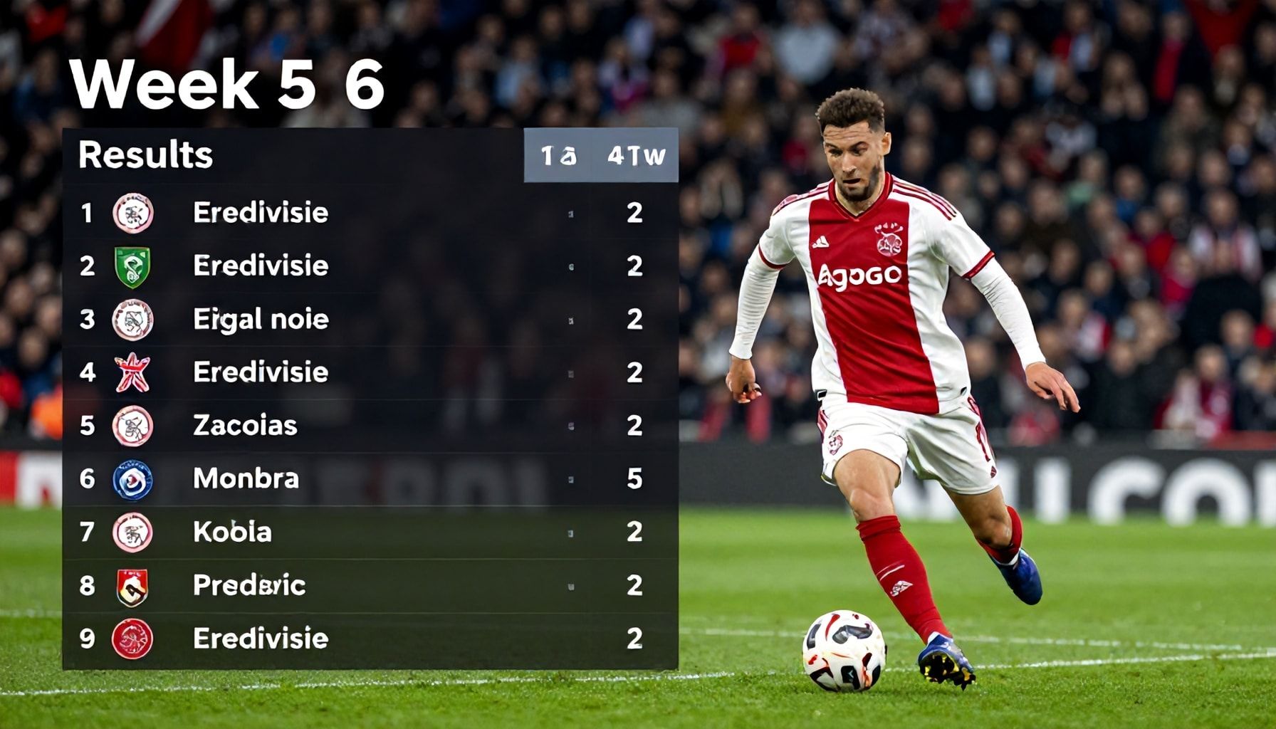 Week 5 Results Push Ajax to the Top of the Eredivisie Table