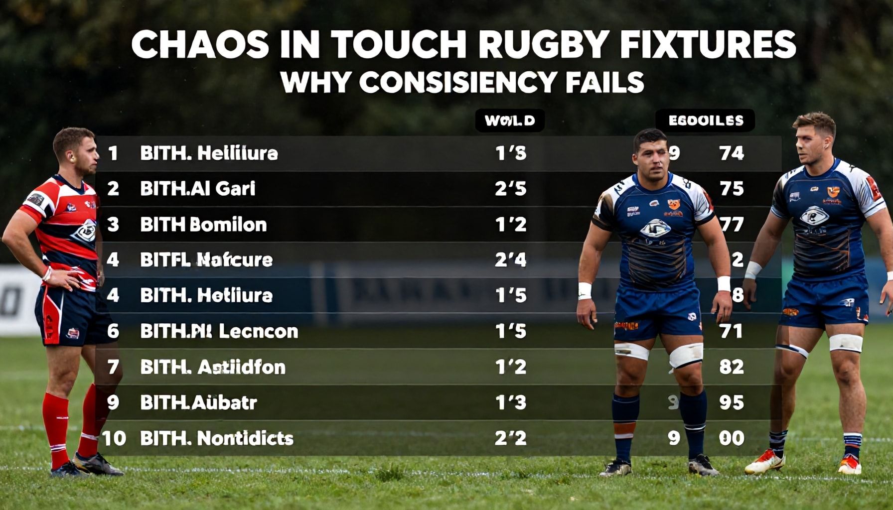 Chaos in Touch Rugby Fixtures: Why Consistency Fails