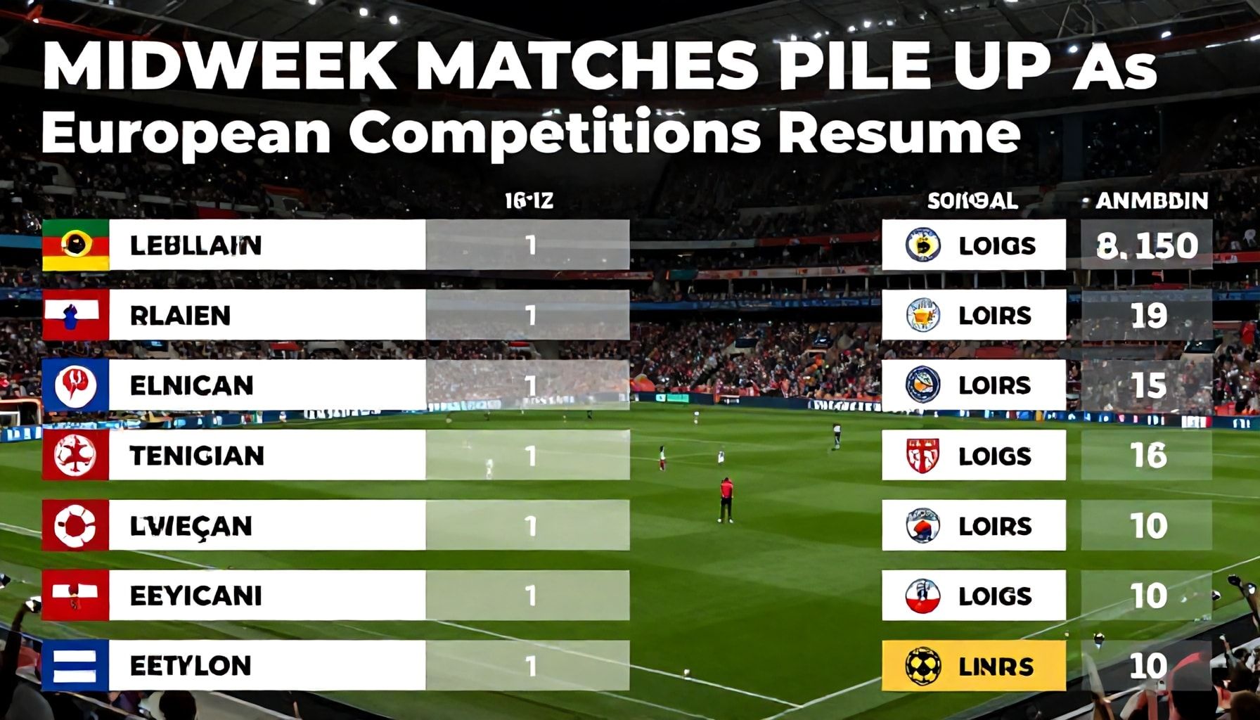 Midweek Matches Pile Up as European Competitions Resume