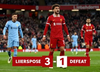 Liverpool collapse late again in 3-1 defeat